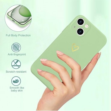 Cute Case with Heart Pattern for Phone-Green