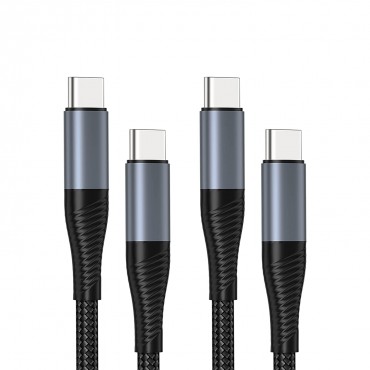 2 packs Durable PD 5A USB C Charger Cable (Black)
