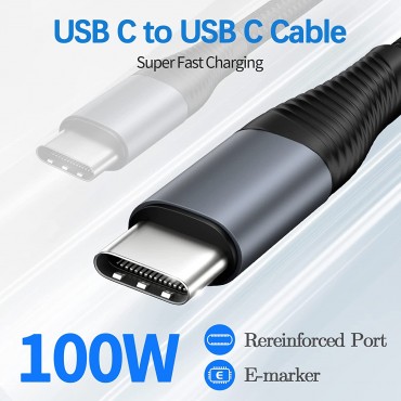 2 packs Durable PD 5A USB C Charger Cable (Black)