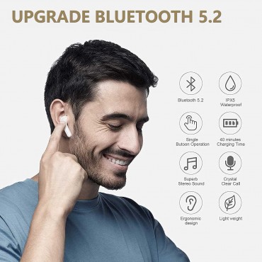 Bluetooth Headphones Wireless In Ear-White
