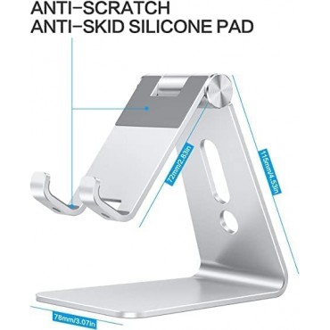 Aluminum Desktop Phone Dock Holder (Silver)