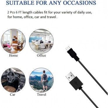 2 Pack Micro USB Cable   [6FT, 6FT]